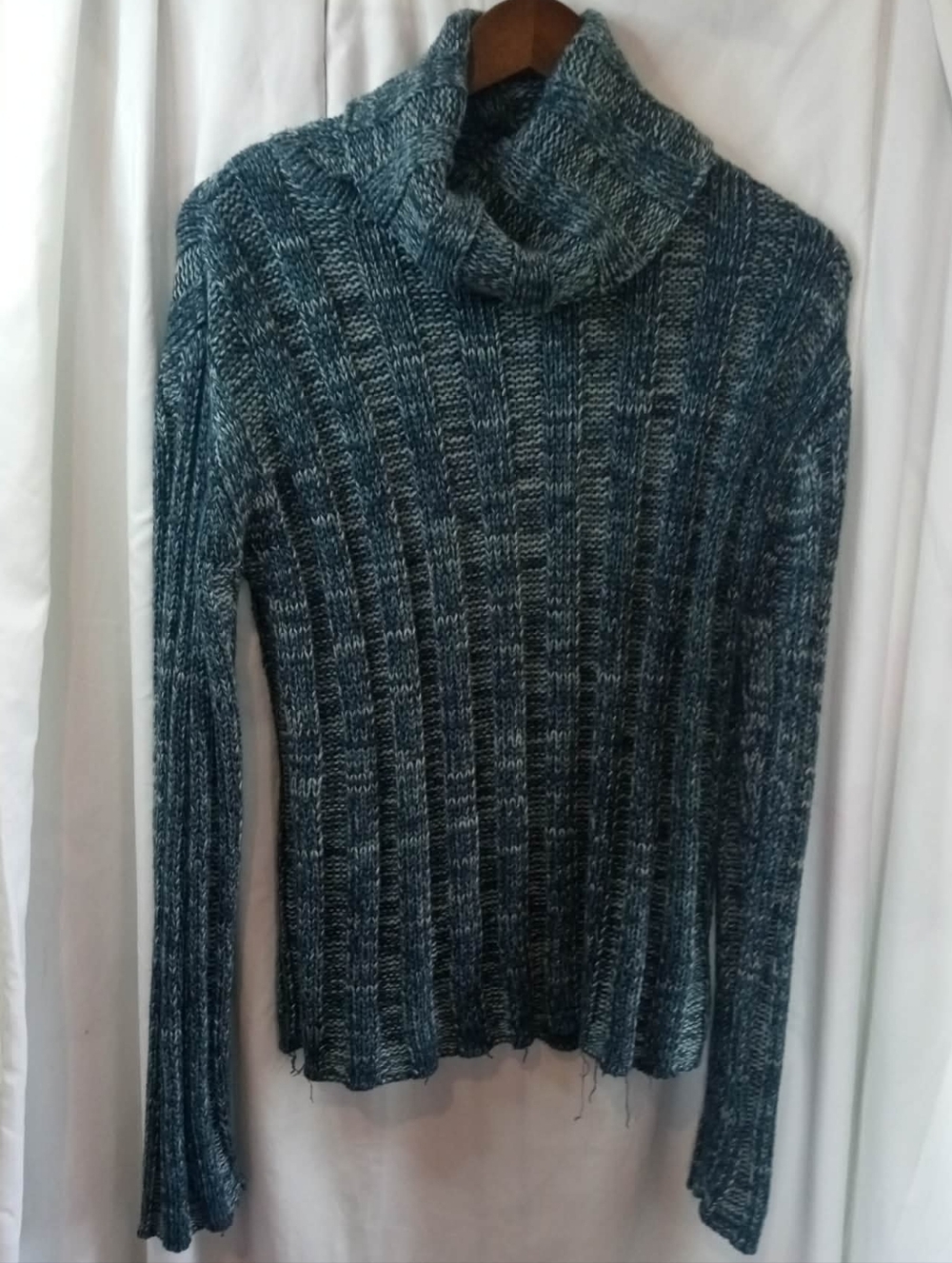 Divided Blue Marled Ribbed Turtleneck Sweater Scandi Office Casual 12 Coastal